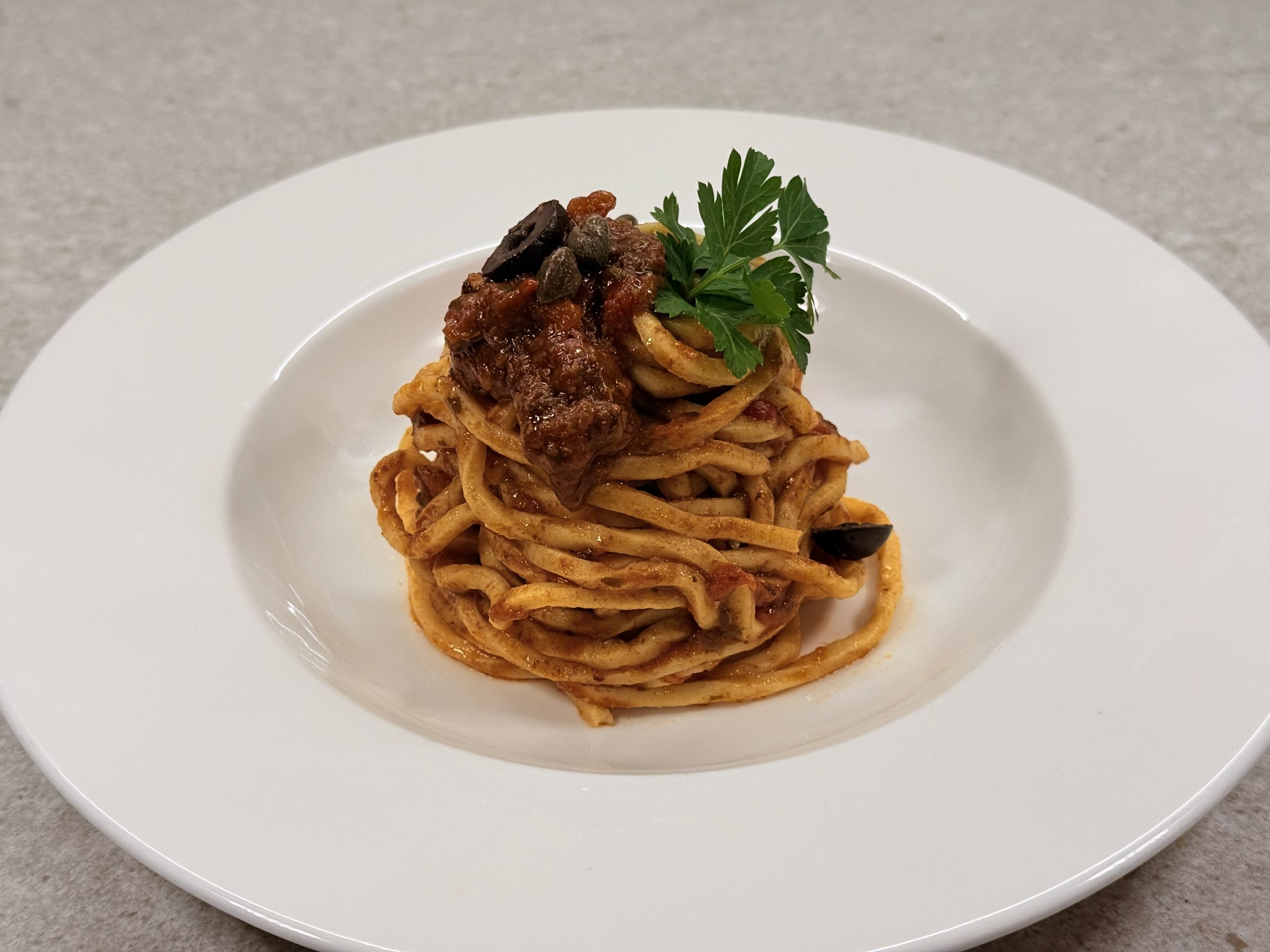 Homemade spaghetti alla Puttanesca | Carlo Florence chef