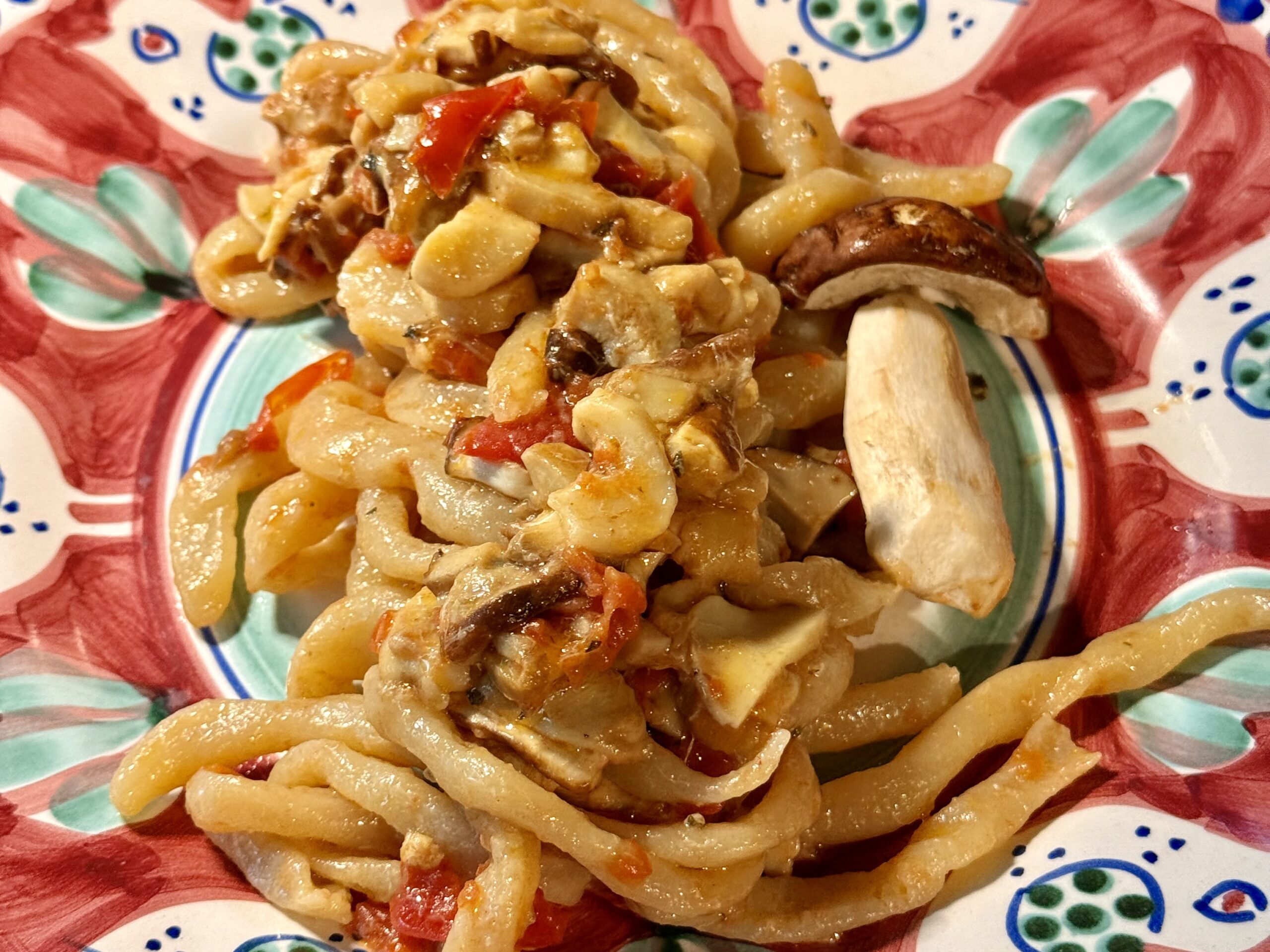 Handmade Pici with Porcini Mushrooms and Cherry Tomatoes | Carlo Florence chef